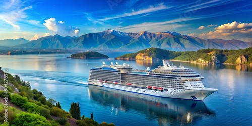 Norwegian cruise line cruise ship Norwegian Escape  international waters during the route between Albania and corfu island Greec
