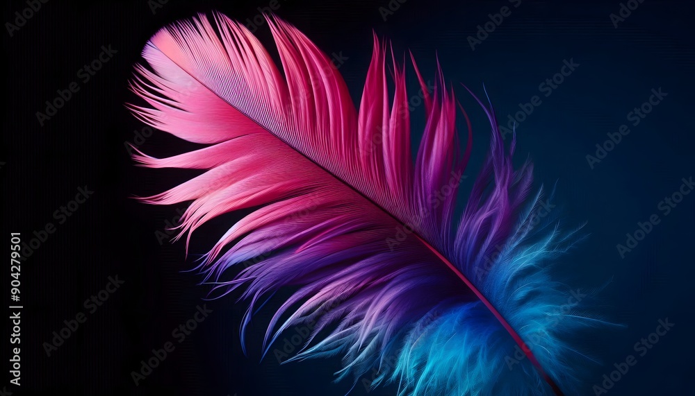 Obraz premium pink feather on black background