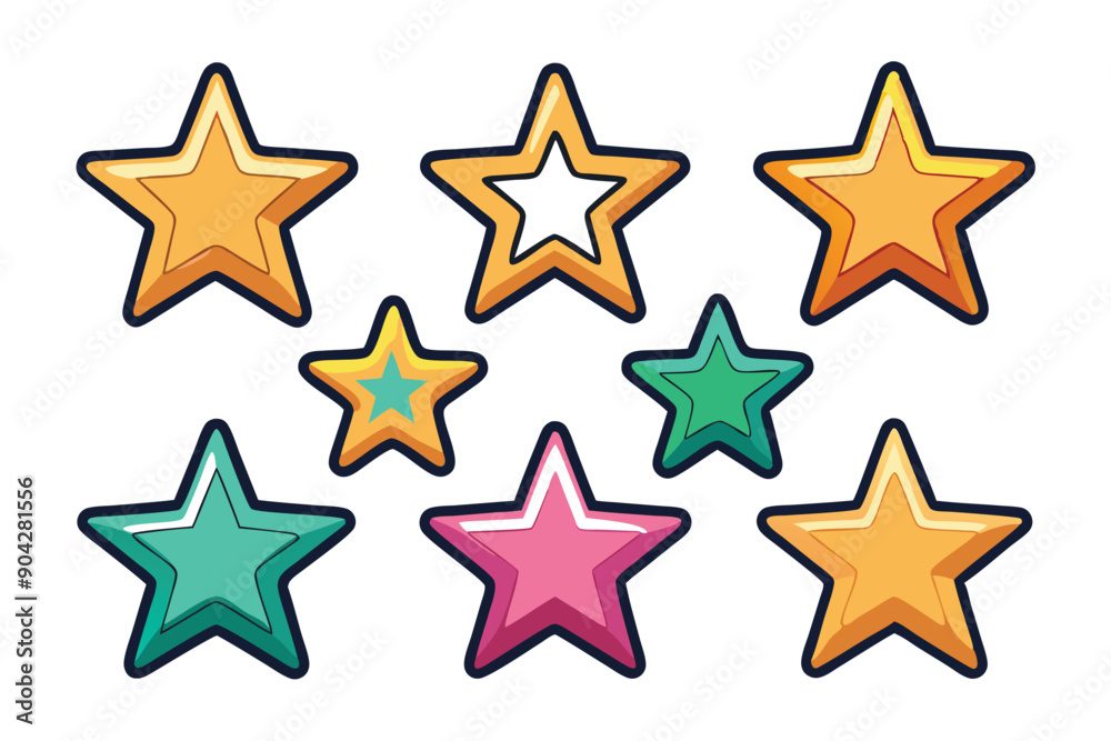 Colorful Cartoon Stars with a Black Outline Colorful Cartoon Stars with a Black Outline