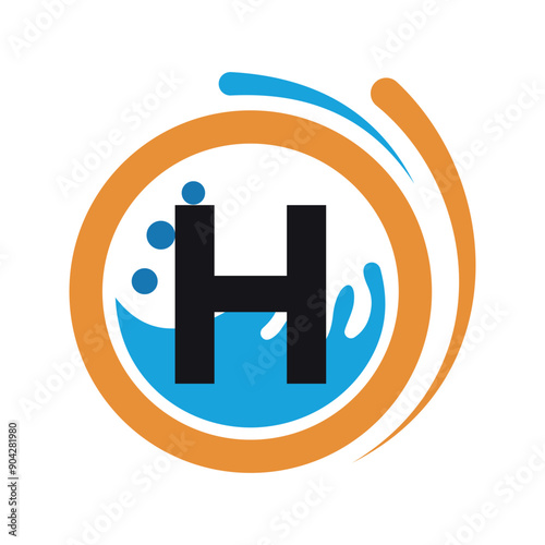 Initial laundry Logo combine with letter H vector template