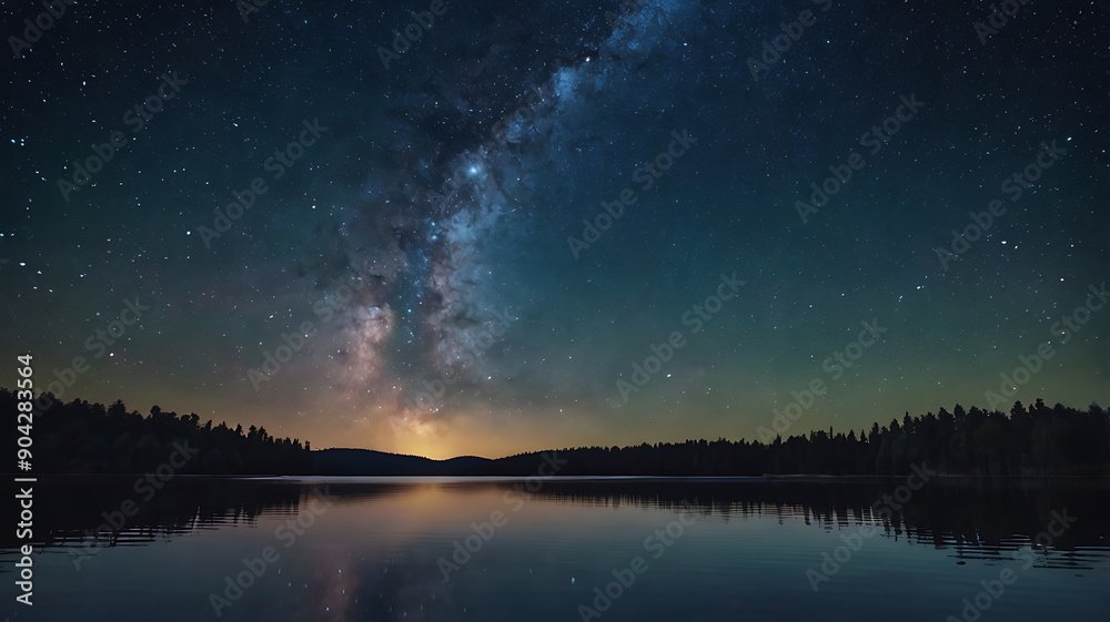 A background with a stunning starry night sky over a calm lake, symbolizing peace and wonder. A background with a stunning starry night sky over a calm lake, symbolizing peace and wonder.