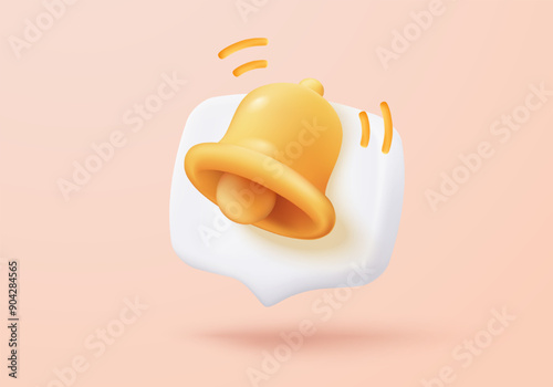 3D chat notice icon with bubble speech floating around on pastel background. New urgency reminder concept for social media element. 3d bell announce icon for message vector render illustration