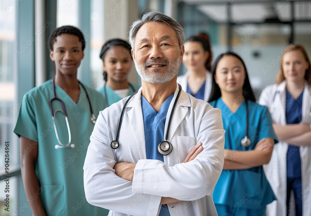 Team of Smiling Medical Professionals with Clipboards Team of Smiling Medical Professionals with Clipboards