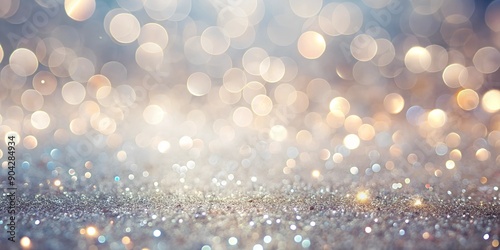 Glitter background in pastel delicate silver and white tones de focused glitter vintage lights Generative AI