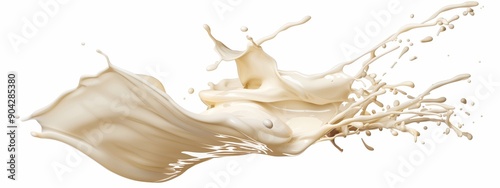 Dynamic Splash of Cream on a Pure White Background in High Resolution