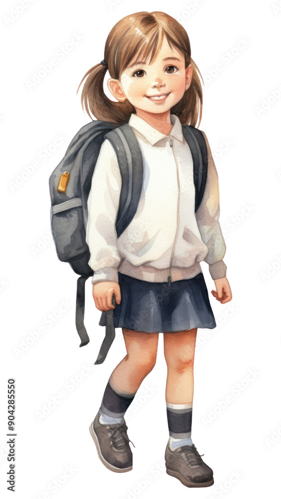 PNG Little school girl footwear backpack smiling. PNG Little school girl footwear backpack smiling.