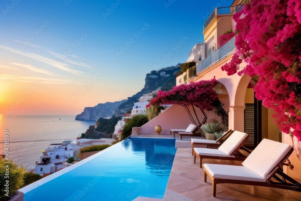 Fototapeta premium luxurious villa nestled along the breathtaking Amalfi coast of Italy
