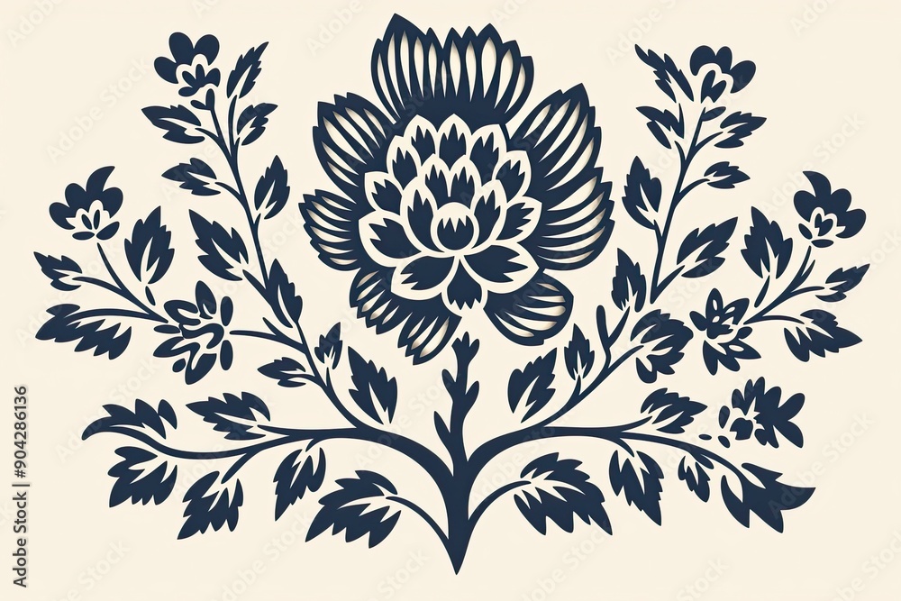 Fototapeta premium Block Print Woodblock Design 