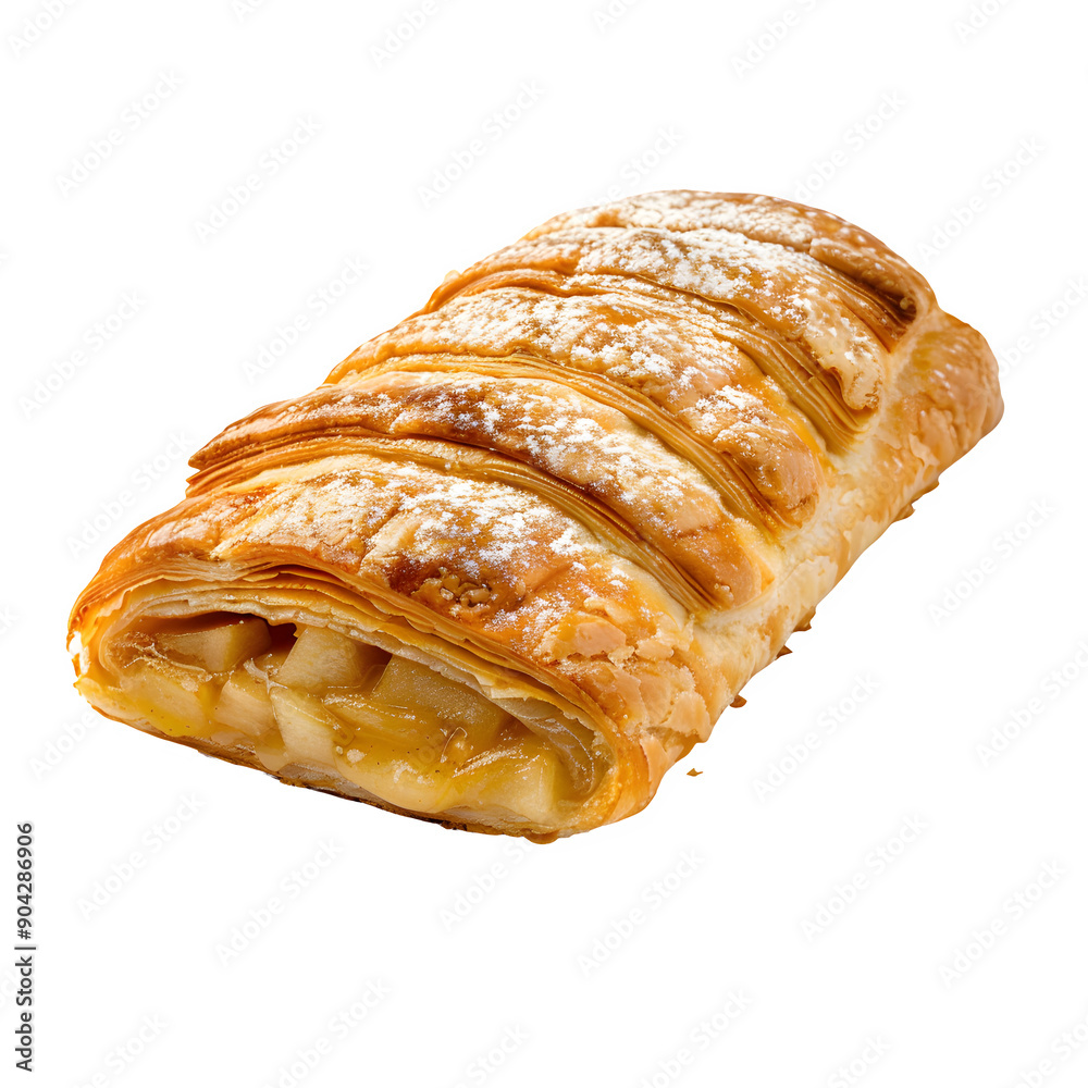 Apple strudel pastry on transparent background Apple strudel pastry on transparent background