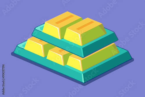 Shiny golden bars on blue background