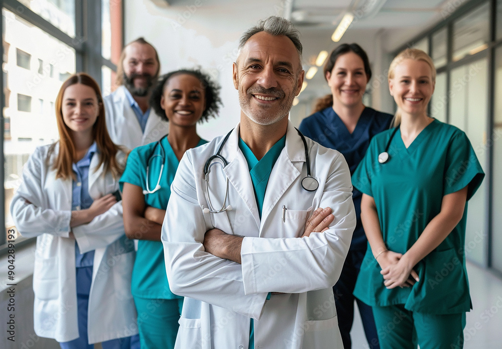 Team of Smiling Medical Professionals with Clipboards Team of Smiling Medical Professionals with Clipboards