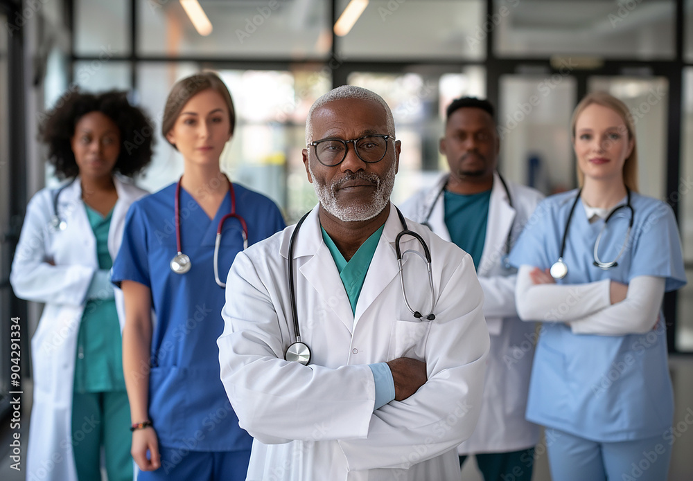 Team of Smiling Medical Professionals with Clipboards Team of Smiling Medical Professionals with Clipboards