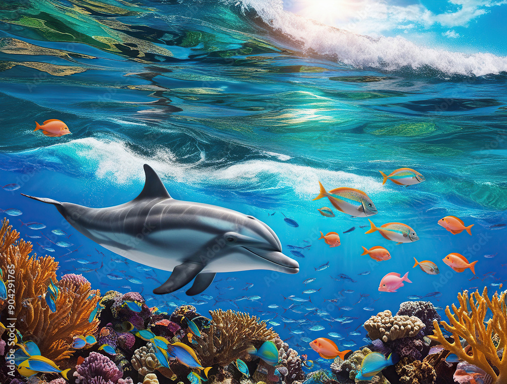 Naklejka premium dolphin in the sea