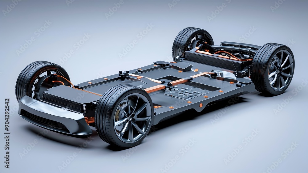 Innovative electric vehicle chassis showcasing advanced engineering and design for modern automotive technology.
