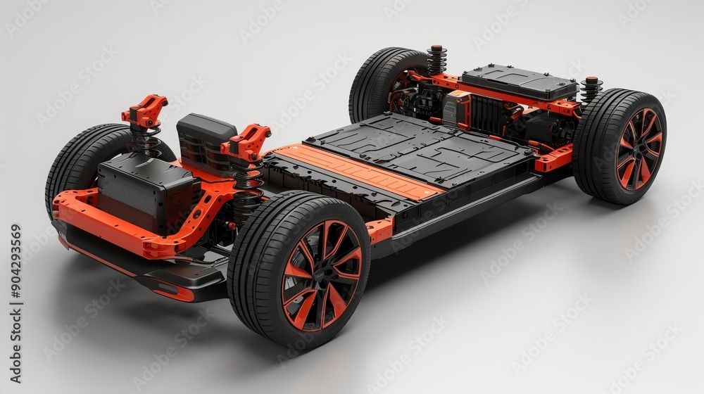 3D rendering of an electric car chassis showcasing modern design, innovative technology, and performance-oriented features. 3D rendering of an electric car chassis showcasing modern design, innovative technology, and performance-oriented features.