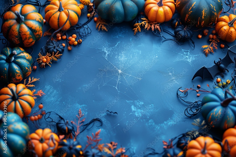 Spooky Halloween Party Invitation Border with Pumpkins, Bats, and Spider Webs Spooky Halloween Party Invitation Border with Pumpkins, Bats, and Spider Webs