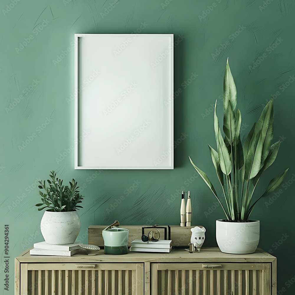 Wall blank frame mockup in room interior design, 3d rending by AI generative Wall blank frame mockup in room interior design, 3d rending by AI generative