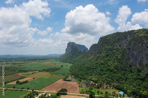 Aerial view of Khao Ta Ngok, Klong Hat District, Sa Kaeo Province, Thailand photo