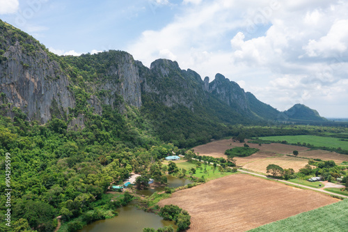 Aerial view of Khao Ta Ngok, Klong Hat District, Sa Kaeo Province, Thailand photo