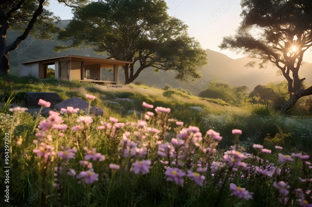 Tranquil Meadow Retreat Sun Drenched Wildflowers Amid Tranquil Meadow Retreat Sun Drenched Wildflowers Amid
