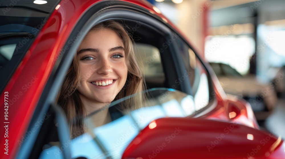 The woman in red car The woman in red car