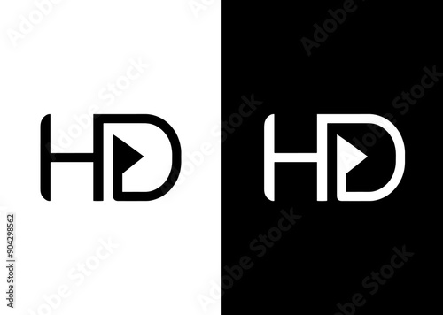 initial letter H, D, HD or DH alphabet letters icon logo