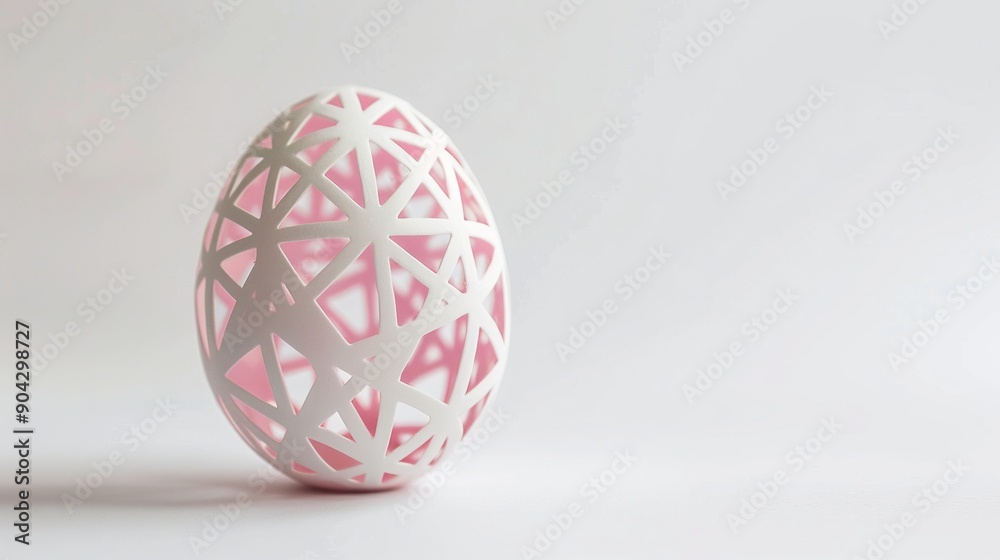 Geometric Patterned Easter Egg in Minimalistic Design with White Background and Copy Space Geometric Patterned Easter Egg in Minimalistic Design with White Background and Copy Space