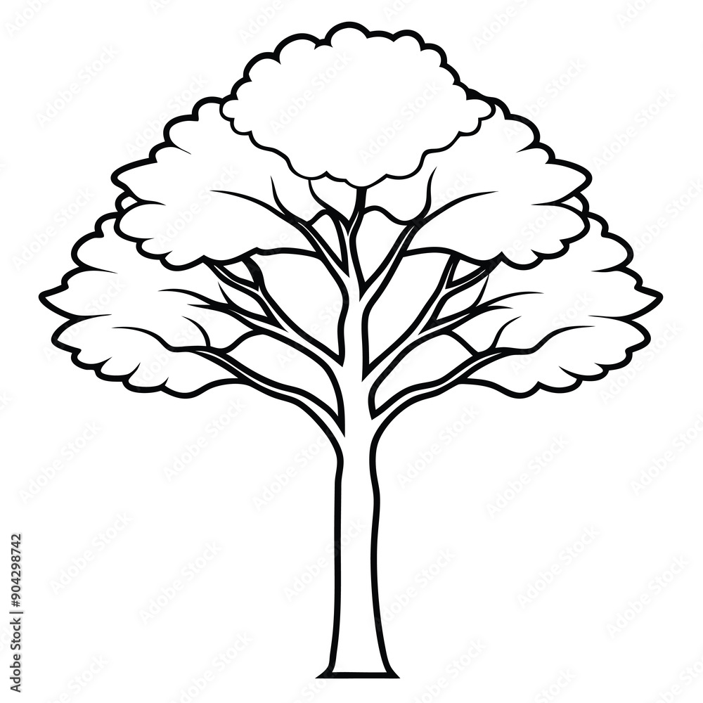 Obraz premium Tree silhouette with white background