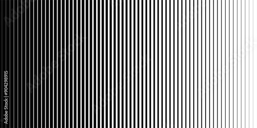 Black abstract texture with parallel lines from thick to thin. Line pattern with Vertical straight background. Vertical straight lines. Digital speed lines on screen