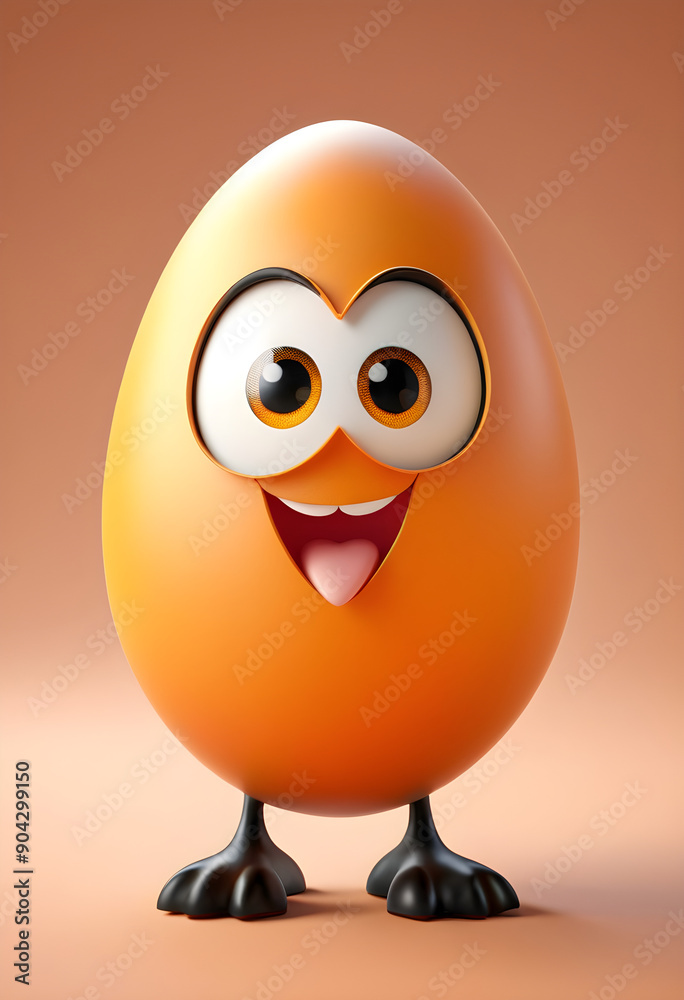 3D Cartoon Egg Character on Peach Background 3D Cartoon Egg Character on Peach Background