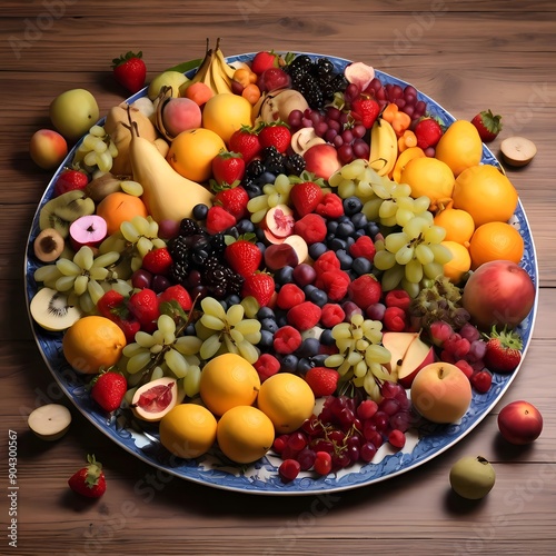 all kinds of fruit salad in a bowl on table 