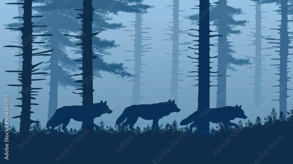Fototapeta premium Wolves in the Forest.