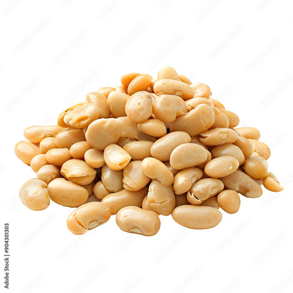 Pile of salted peanuts on transparent background