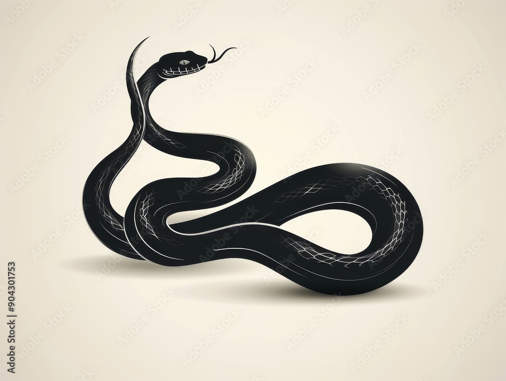 Fototapeta premium An outline of a snake on a white background.