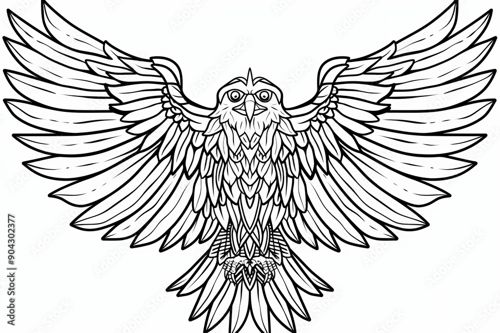 Obraz premium A stylized hawk engraving. A linear drawing.