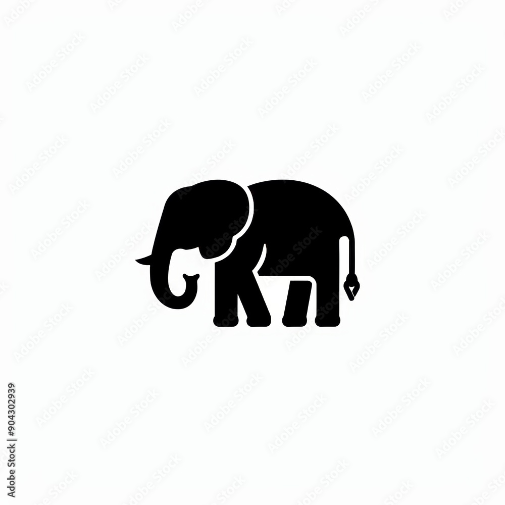 Obraz premium Isolated black silhouette of an elephant against a white background, abstract art illustration