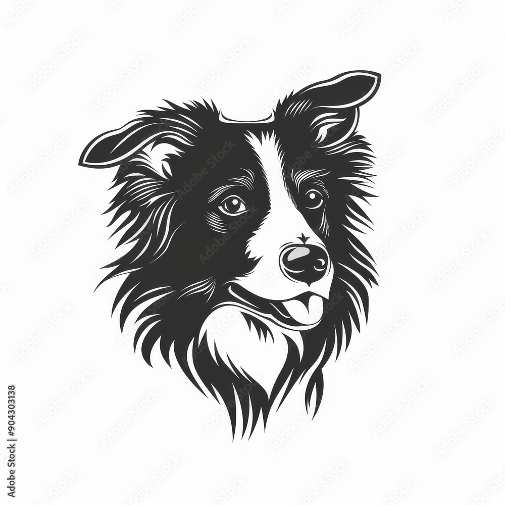 Fototapeta premium The modern design of an image of a border collie dog on a white background. A pet. Animal. An icon of a dog.