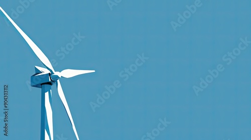 Abstract concept of a windmill with blank advertising space, symbolizing renewable energy and world-saving initiatives. photo