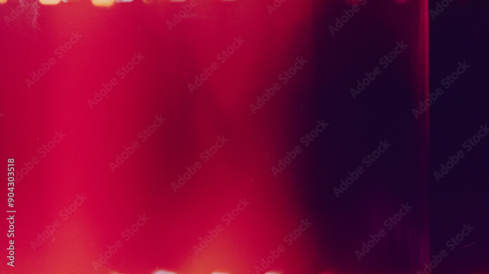 Film effect overlay. Real scan film strip texture with burn light leaks, noise, dust and scratches. Abstract background.