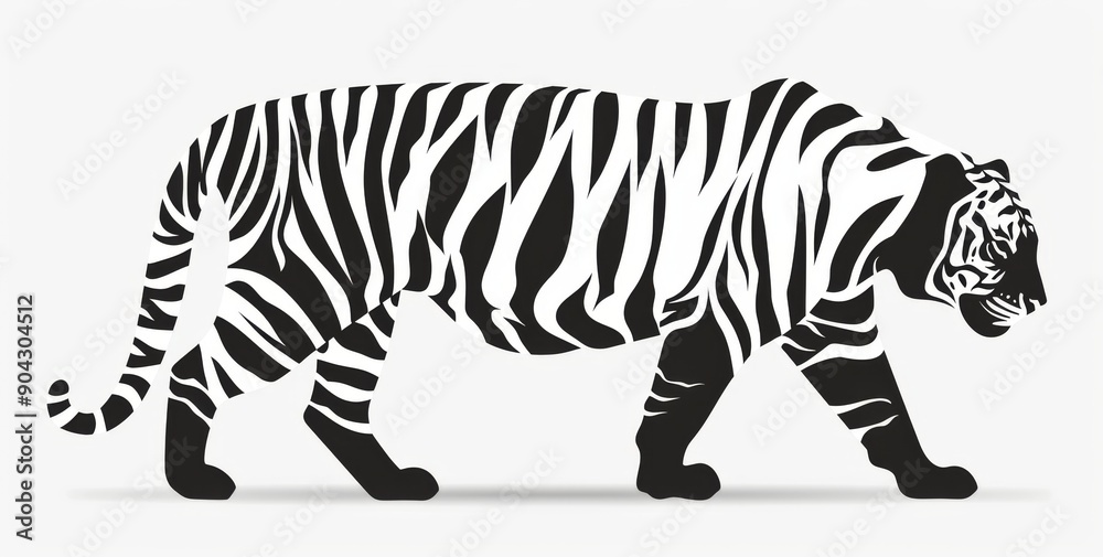 Obraz premium Walking Tiger Silhouette Modern Design