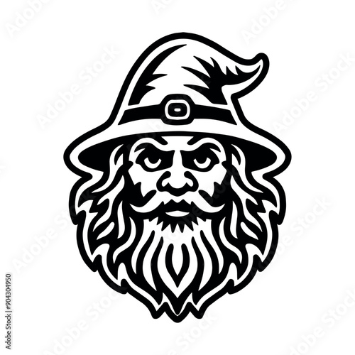 wizard head in a hat.vector illustration on a white background