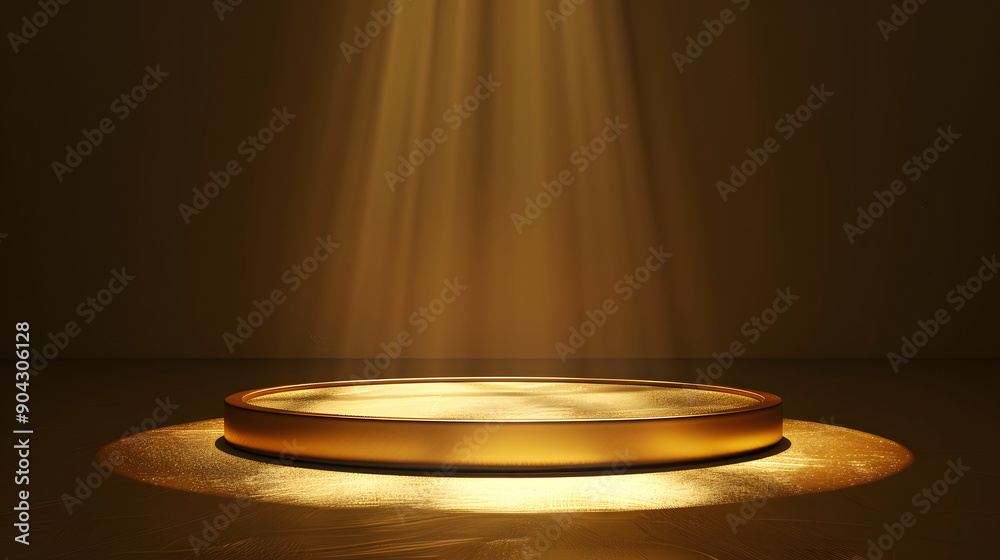 Obraz premium Golden platform with spotlight effect.
