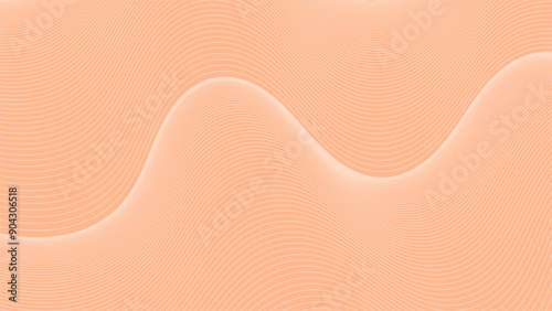 Background in peach fuzz color. Curved lines with a sense of movement. Waves.