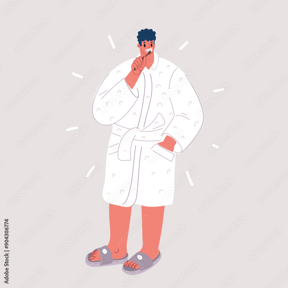 Vector illustration of close up of man brushing his teeth Vector illustration of close up of man brushing his teeth