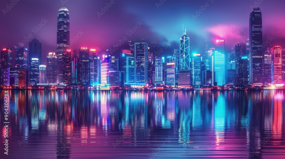 A sleek, neon-lit cityscape with bold colors and bright lights, offering a contemporary and urban backdrop A sleek, neon-lit cityscape with bold colors and bright lights, offering a contemporary and urban backdrop