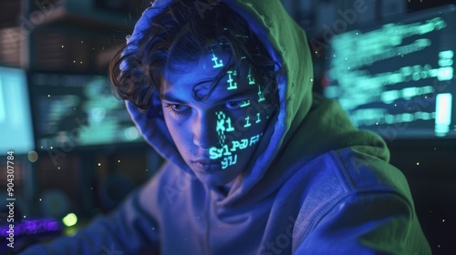 The hacker in a hoodie photo