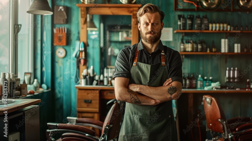 The Barber in Rustic Shop The Barber in Rustic Shop