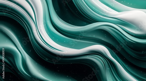 Waves of fluid motion in a cosmic palette, indigo and green hues intertwining like the aurora borealis, set against a backdrop of stars and galaxies, high-resolution photo, realistic photo photo