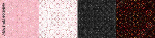 Seamless geometrical kaleidoscope pattern set