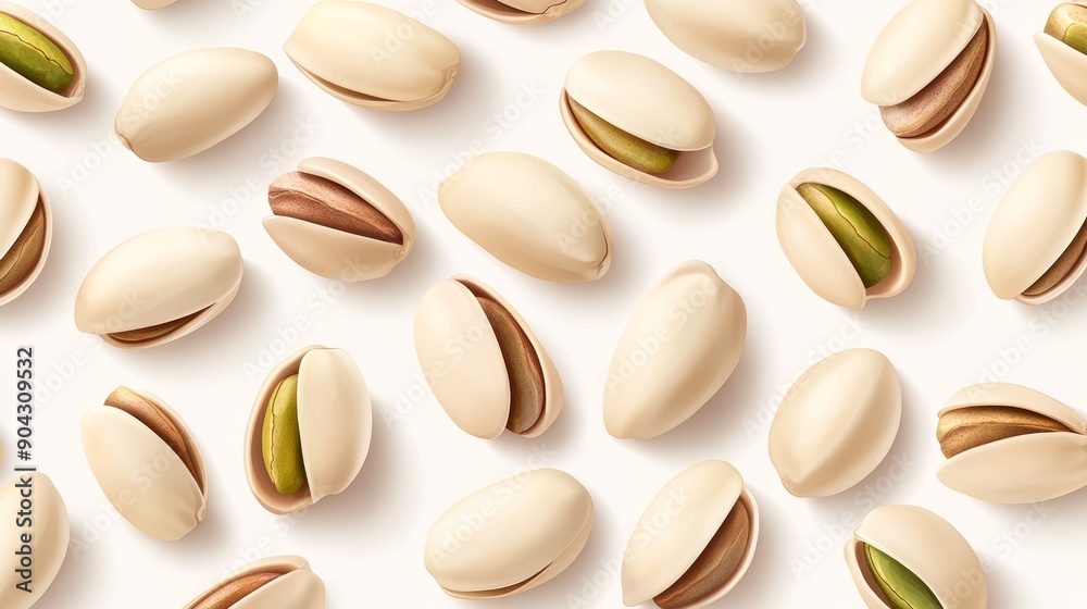 Pistachio seeds, close-up view, flat design illustration, high-resolution photo, realistic photo Pistachio seeds, close-up view, flat design illustration, high-resolution photo, realistic photo
